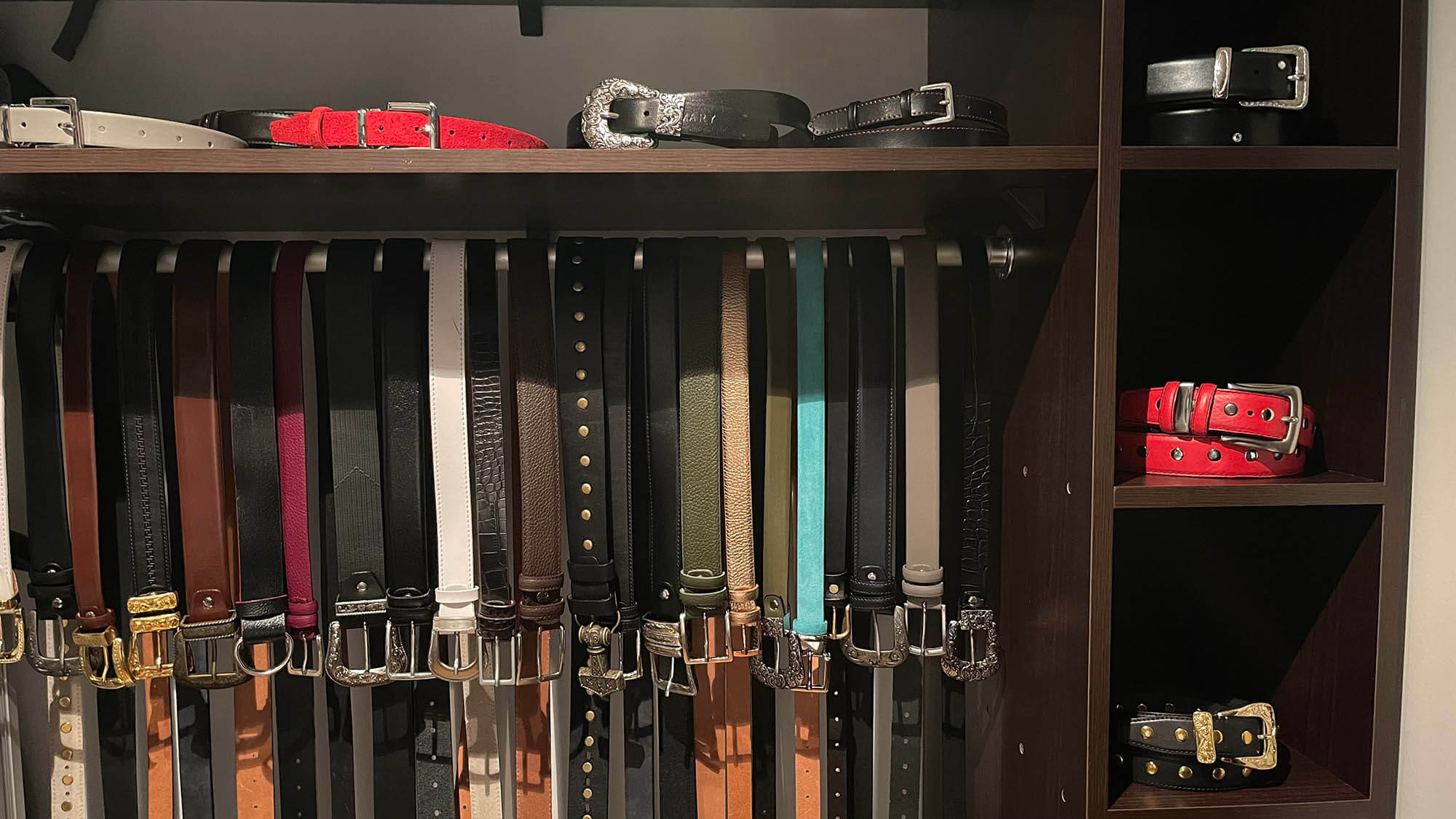 leather belts in closet